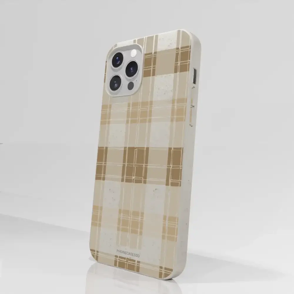 PC3D Compostable Phone Case Design with Brown Gingham Pattern - Image 49