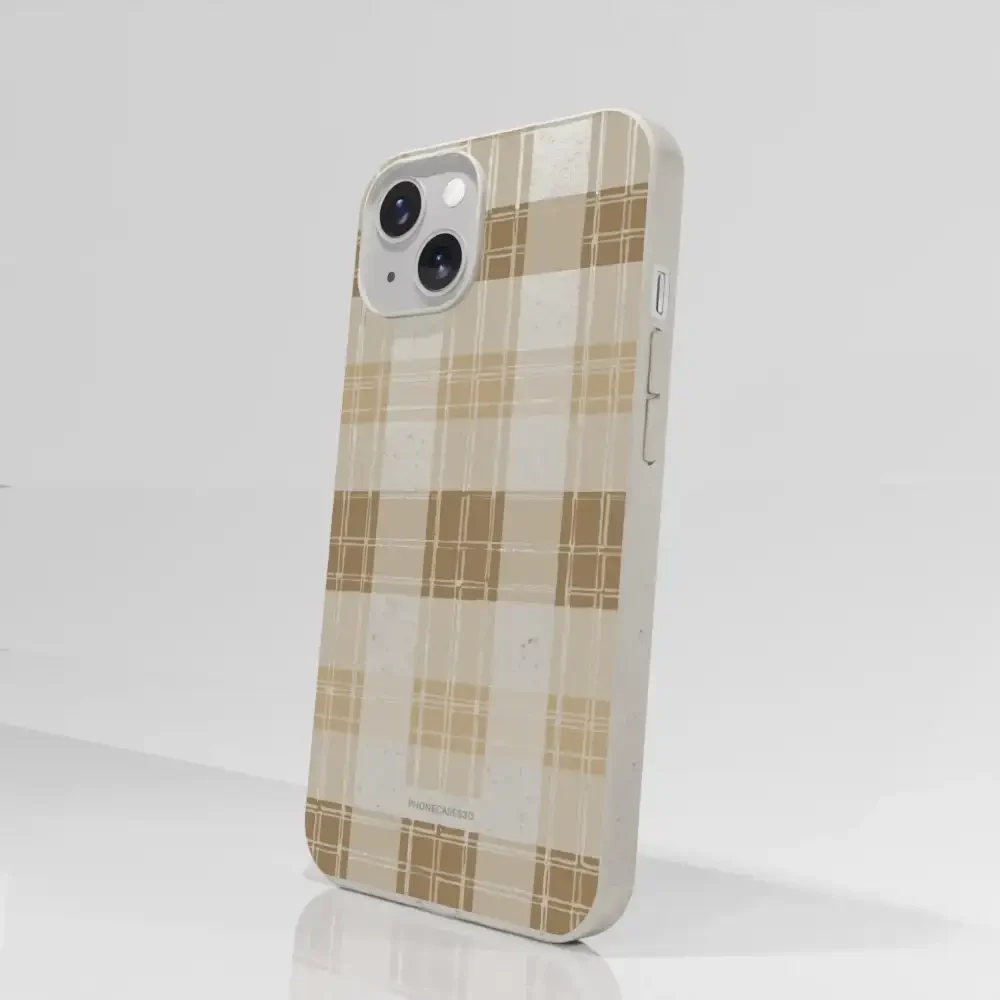 PC3D Compostable Phone Case Design with Brown Gingham Pattern - Image 50