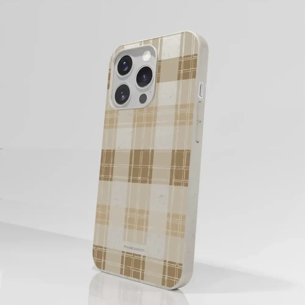 PC3D Compostable Phone Case Design with Brown Gingham Pattern - Image 59