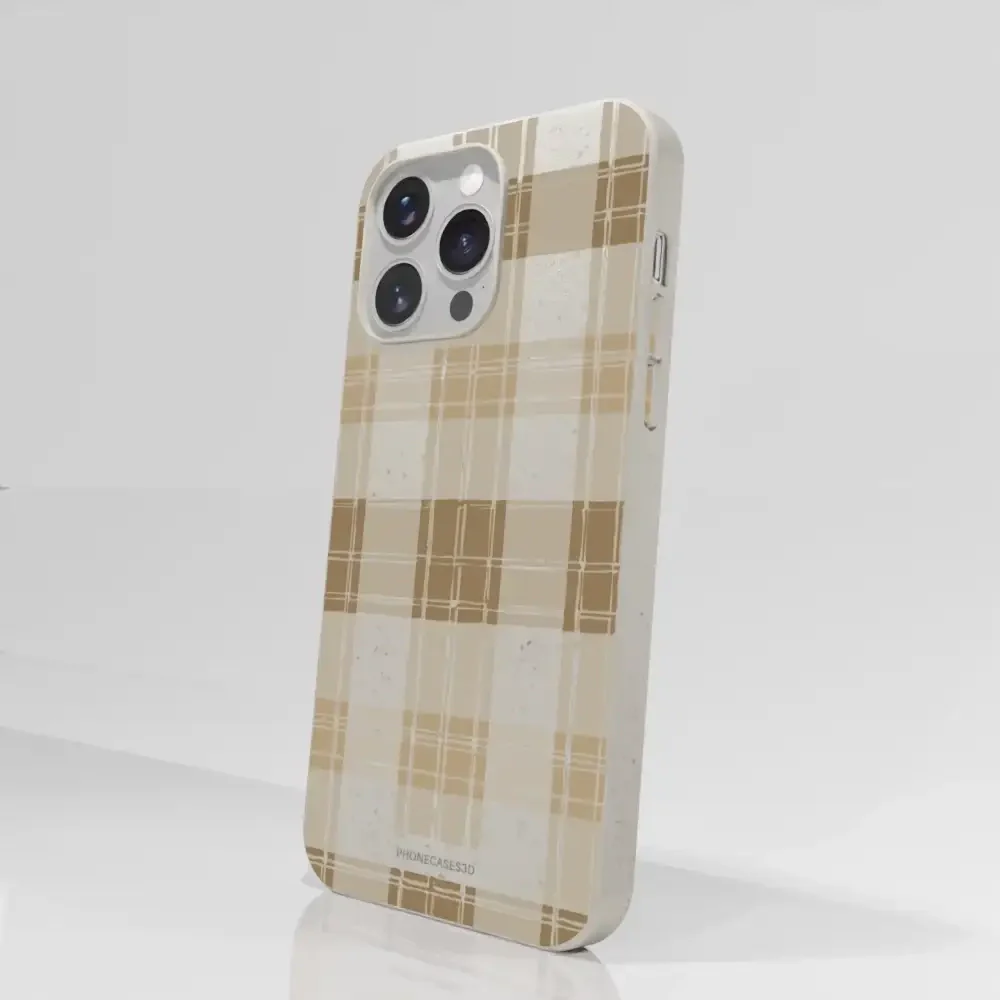 PC3D Compostable Phone Case Design with Brown Gingham Pattern - Image 60
