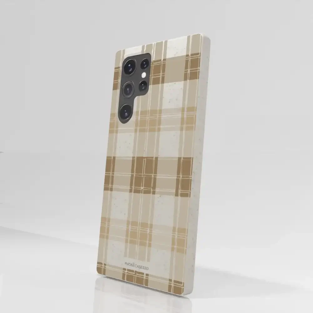 PC3D Compostable Phone Case Design with Brown Gingham Pattern - Image 70