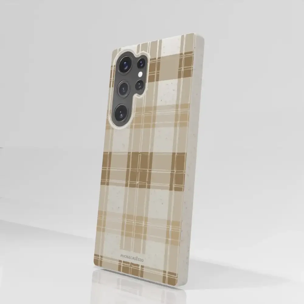 PC3D Compostable Phone Case Design with Brown Gingham Pattern - Image 73