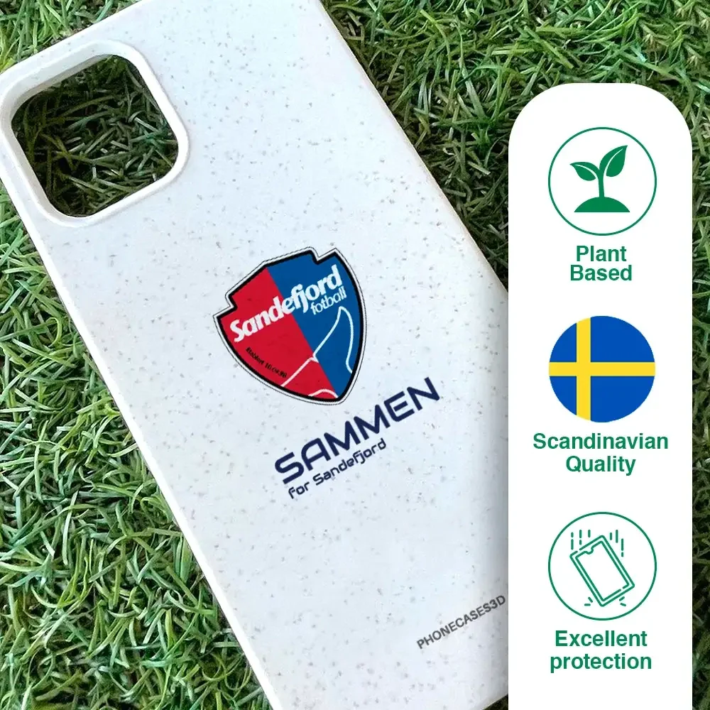 Sandefjord Fotball Official White Compostable Phone Case Design Shield & Sammen - Image 49