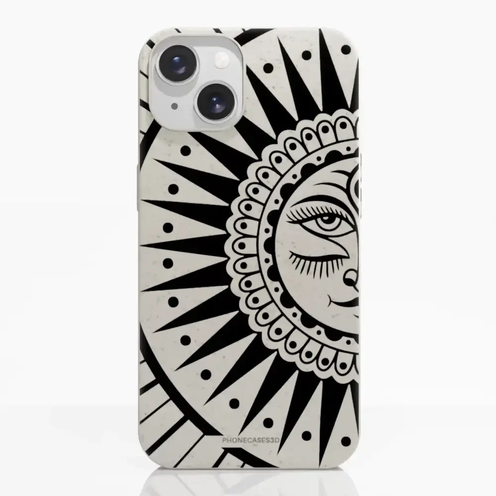 Sinsentido Official Compostable Phone Case Design Black and White Cosmic Sun - Image 10