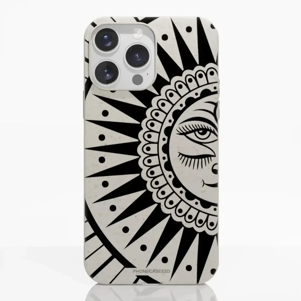 Sinsentido Official Compostable Phone Case Design Black and White Cosmic Sun - Image 13