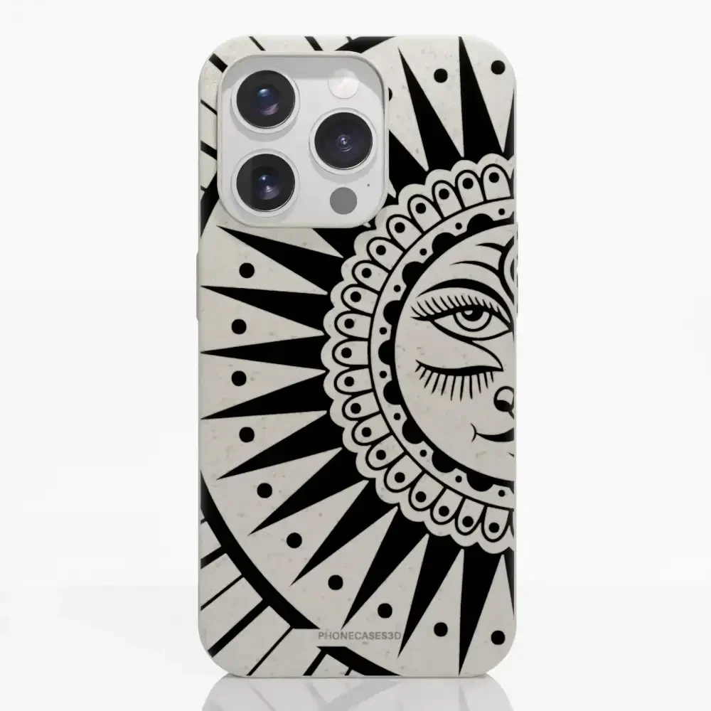 Sinsentido Official Compostable Phone Case Design Black and White Cosmic Sun - Image 21