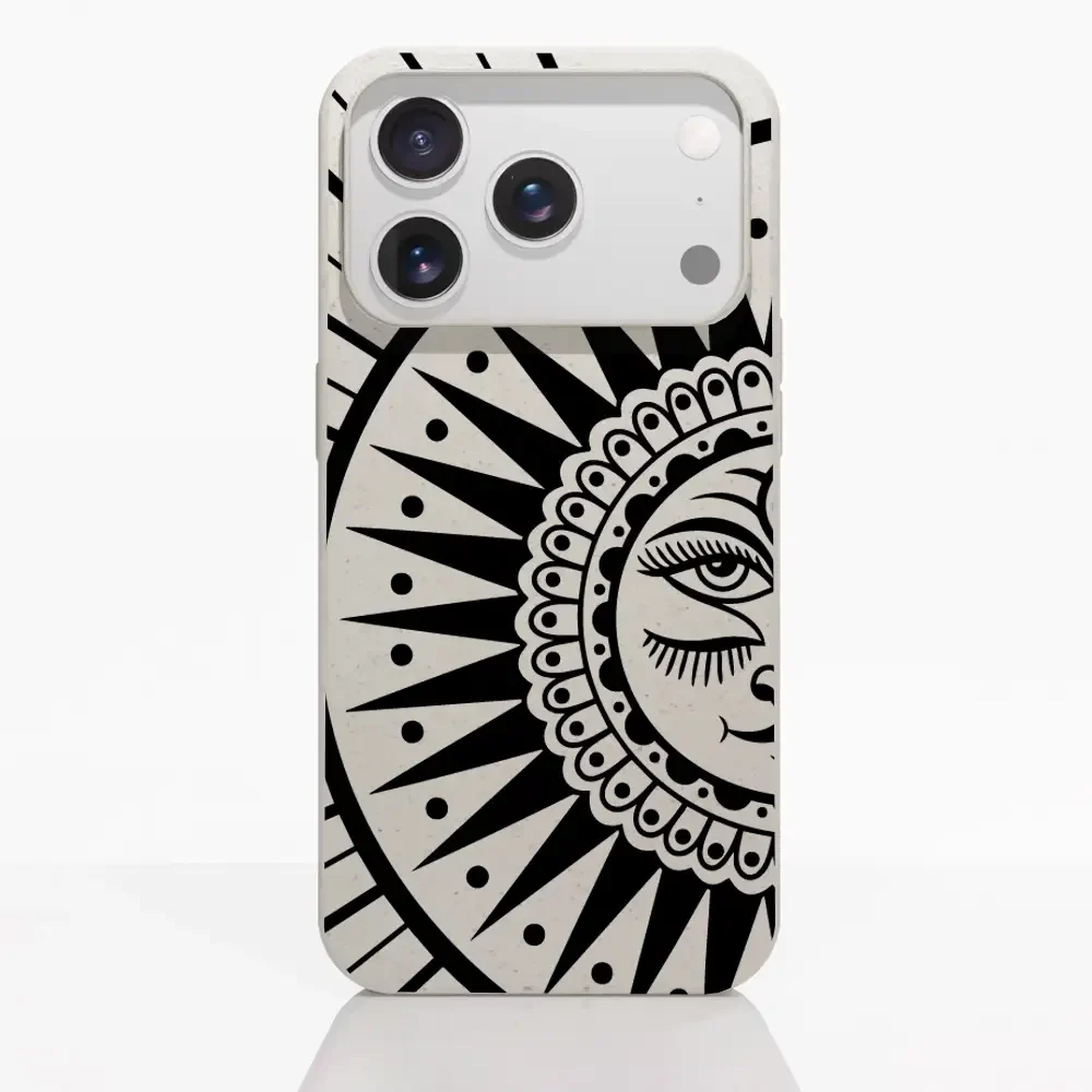Sinsentido Official Compostable Phone Case Design Black and White Cosmic Sun - Image 26