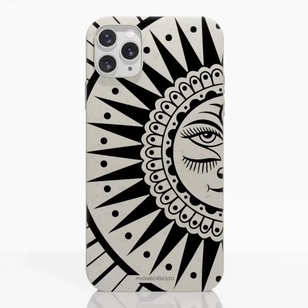 Sinsentido Official Compostable Phone Case Design Black and White Cosmic Sun - Image 3