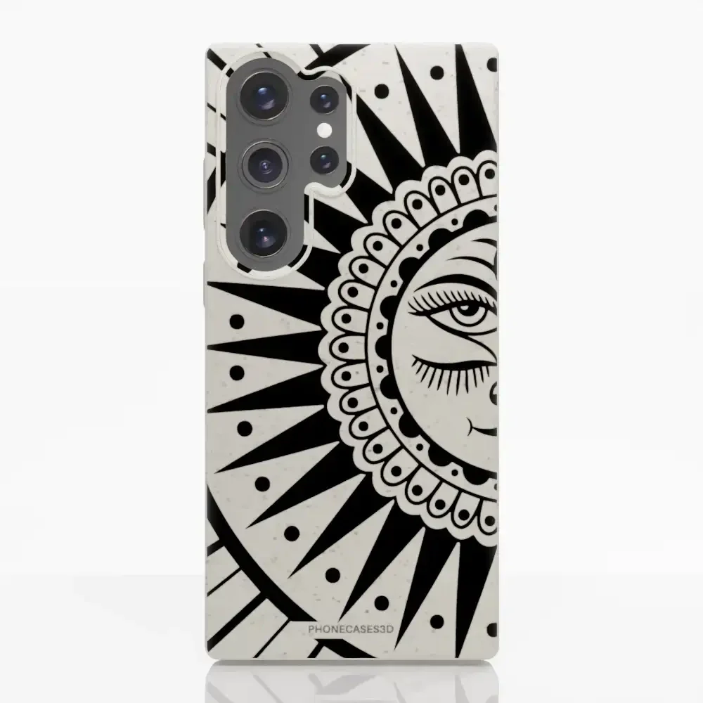 Sinsentido Official Compostable Phone Case Design Black and White Cosmic Sun - Image 36