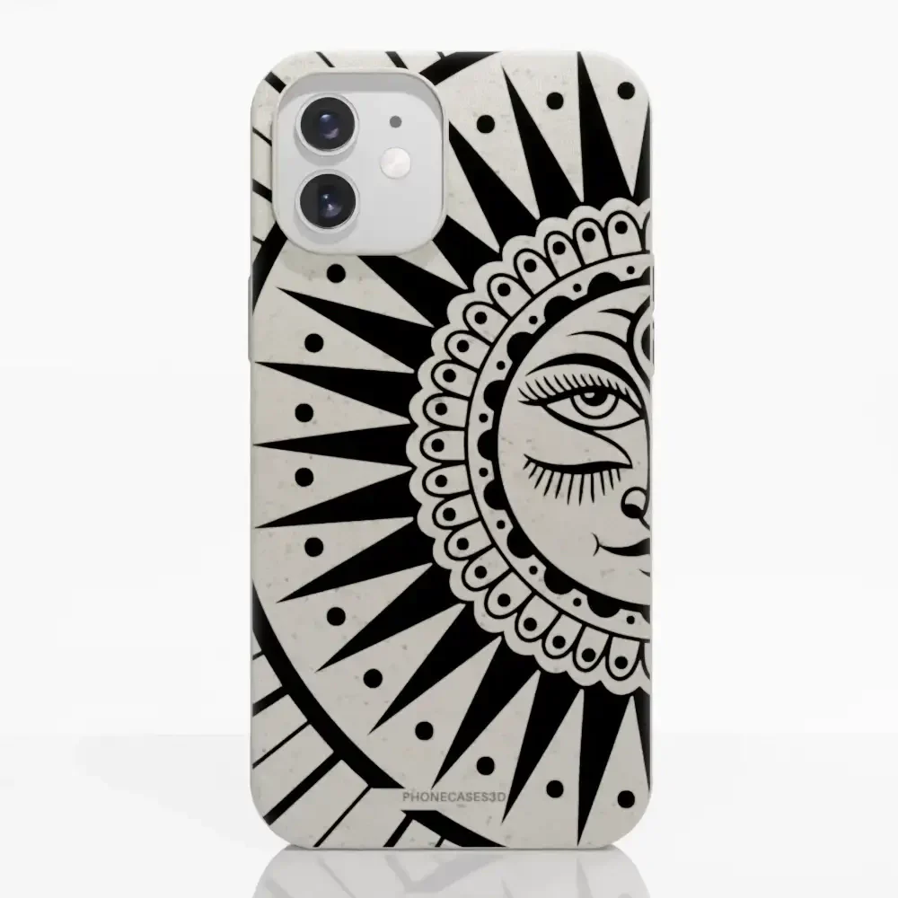Sinsentido Official Compostable Phone Case Design Black and White Cosmic Sun - Image 4