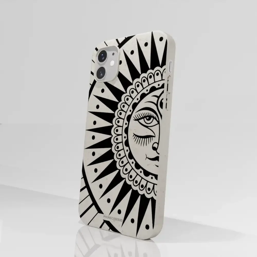 Sinsentido Official Compostable Phone Case Design Black and White Cosmic Sun - Image 51