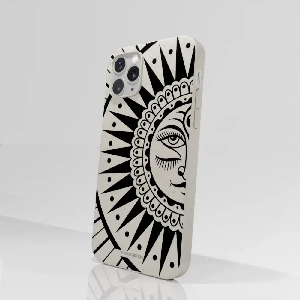 Sinsentido Official Compostable Phone Case Design Black and White Cosmic Sun - Image 52