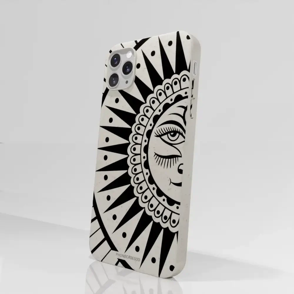 Sinsentido Official Compostable Phone Case Design Black and White Cosmic Sun - Image 53