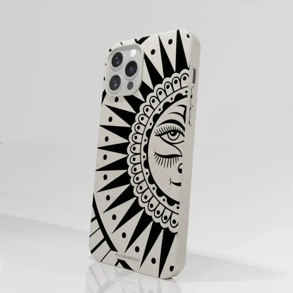 Sinsentido Official Compostable Phone Case Design Black and White Cosmic Sun - Image 56
