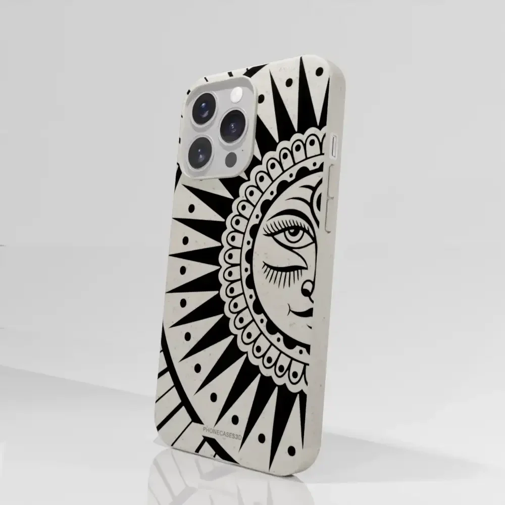 Sinsentido Official Compostable Phone Case Design Black and White Cosmic Sun - Image 58