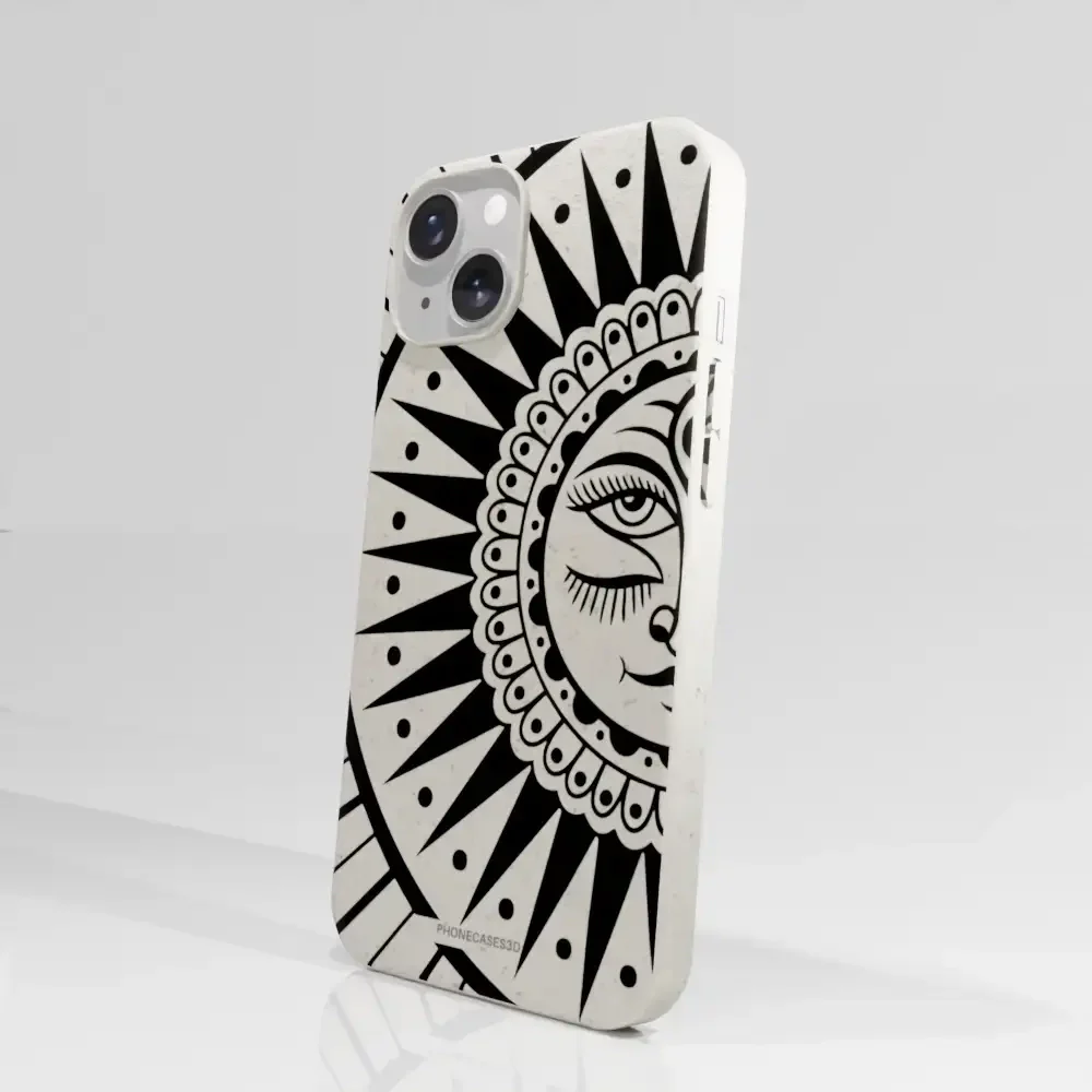 Sinsentido Official Compostable Phone Case Design Black and White Cosmic Sun - Image 60