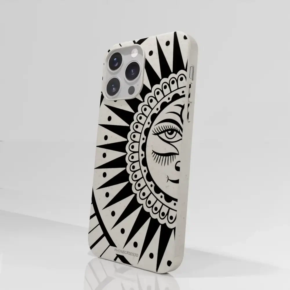 Sinsentido Official Compostable Phone Case Design Black and White Cosmic Sun - Image 63
