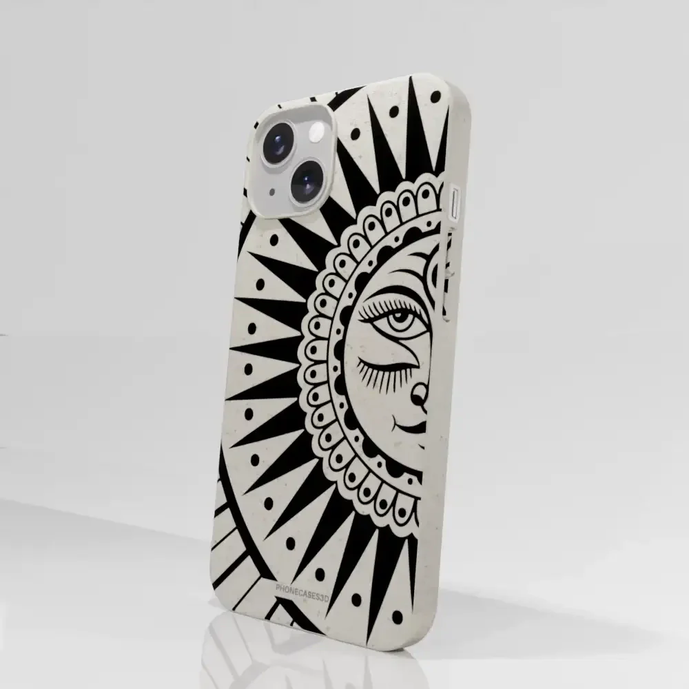 Sinsentido Official Compostable Phone Case Design Black and White Cosmic Sun - Image 64