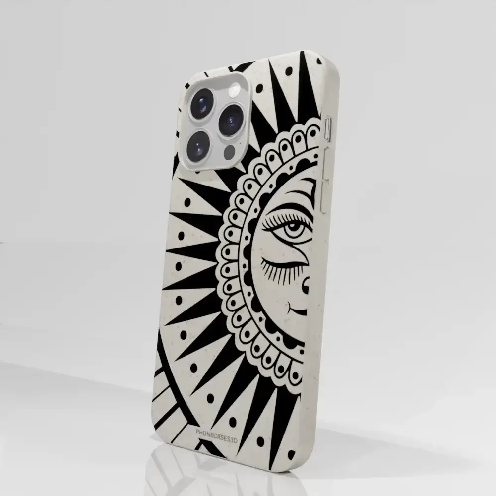 Sinsentido Official Compostable Phone Case Design Black and White Cosmic Sun - Image 72