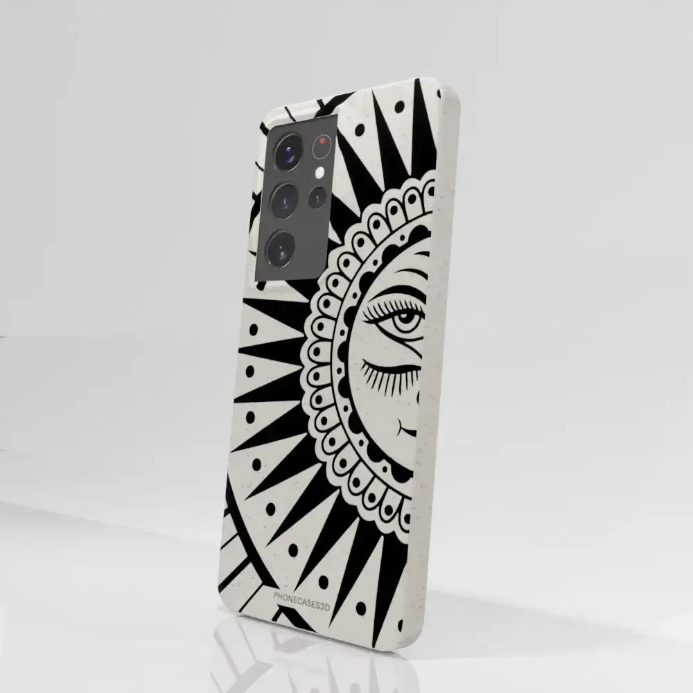Sinsentido Official Compostable Phone Case Design Black and White Cosmic Sun - Image 75
