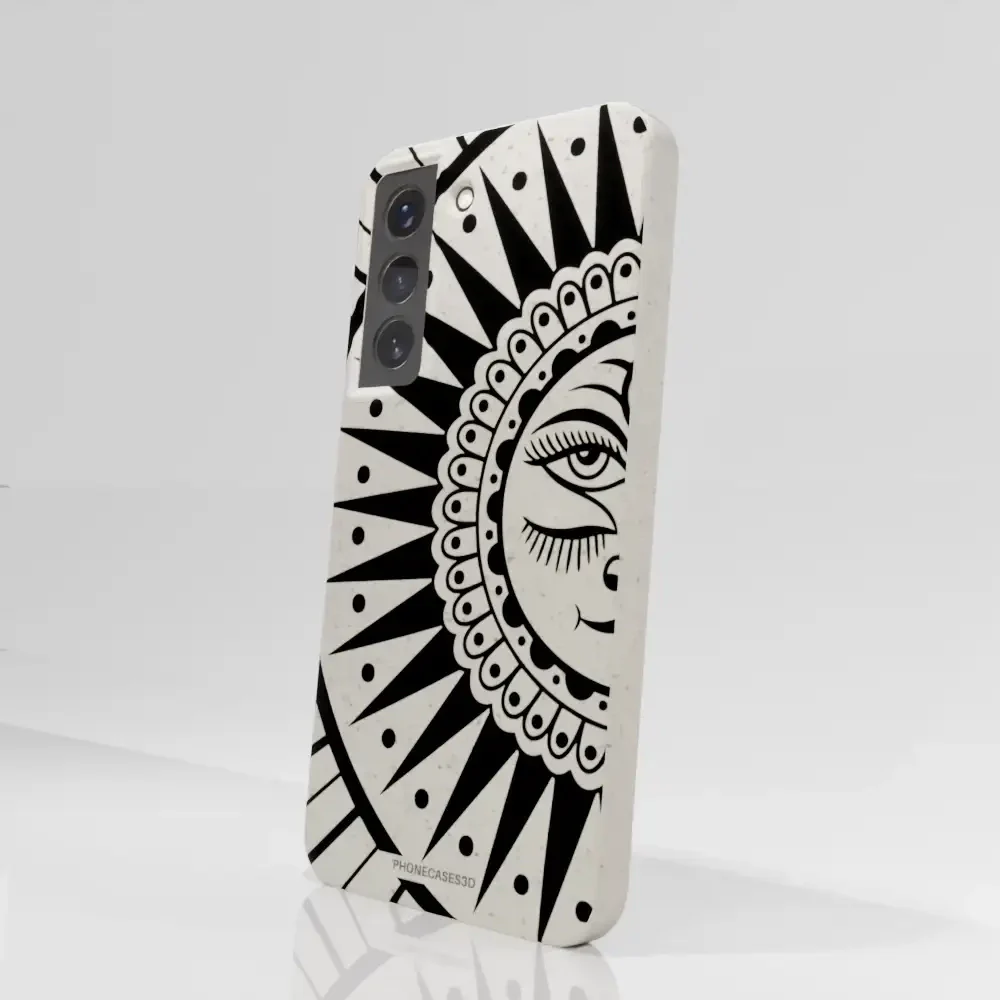 Sinsentido Official Compostable Phone Case Design Black and White Cosmic Sun - Image 77