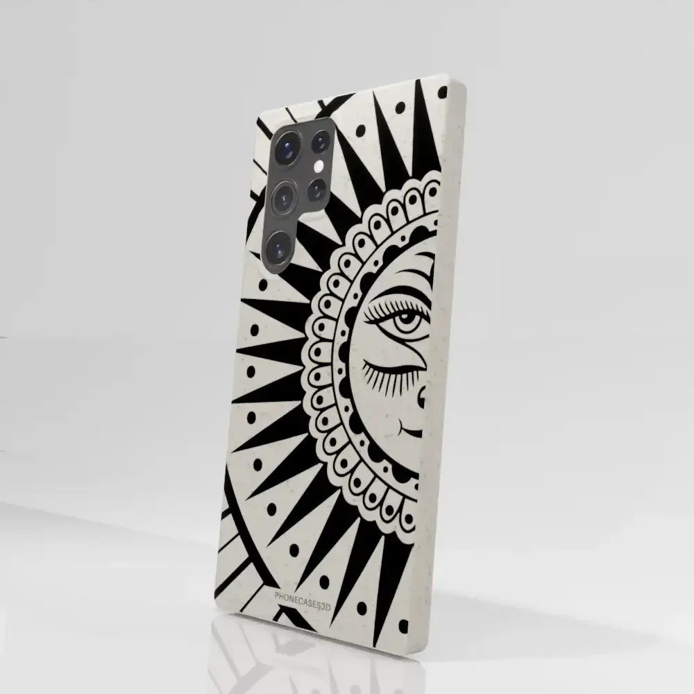 Sinsentido Official Compostable Phone Case Design Black and White Cosmic Sun - Image 78