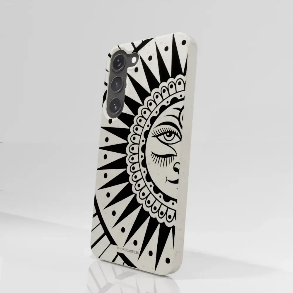 Sinsentido Official Compostable Phone Case Design Black and White Cosmic Sun - Image 79
