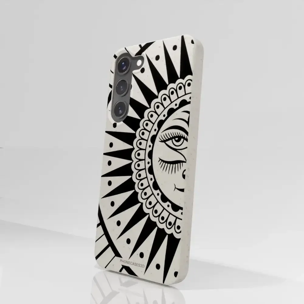 Sinsentido Official Compostable Phone Case Design Black and White Cosmic Sun - Image 80