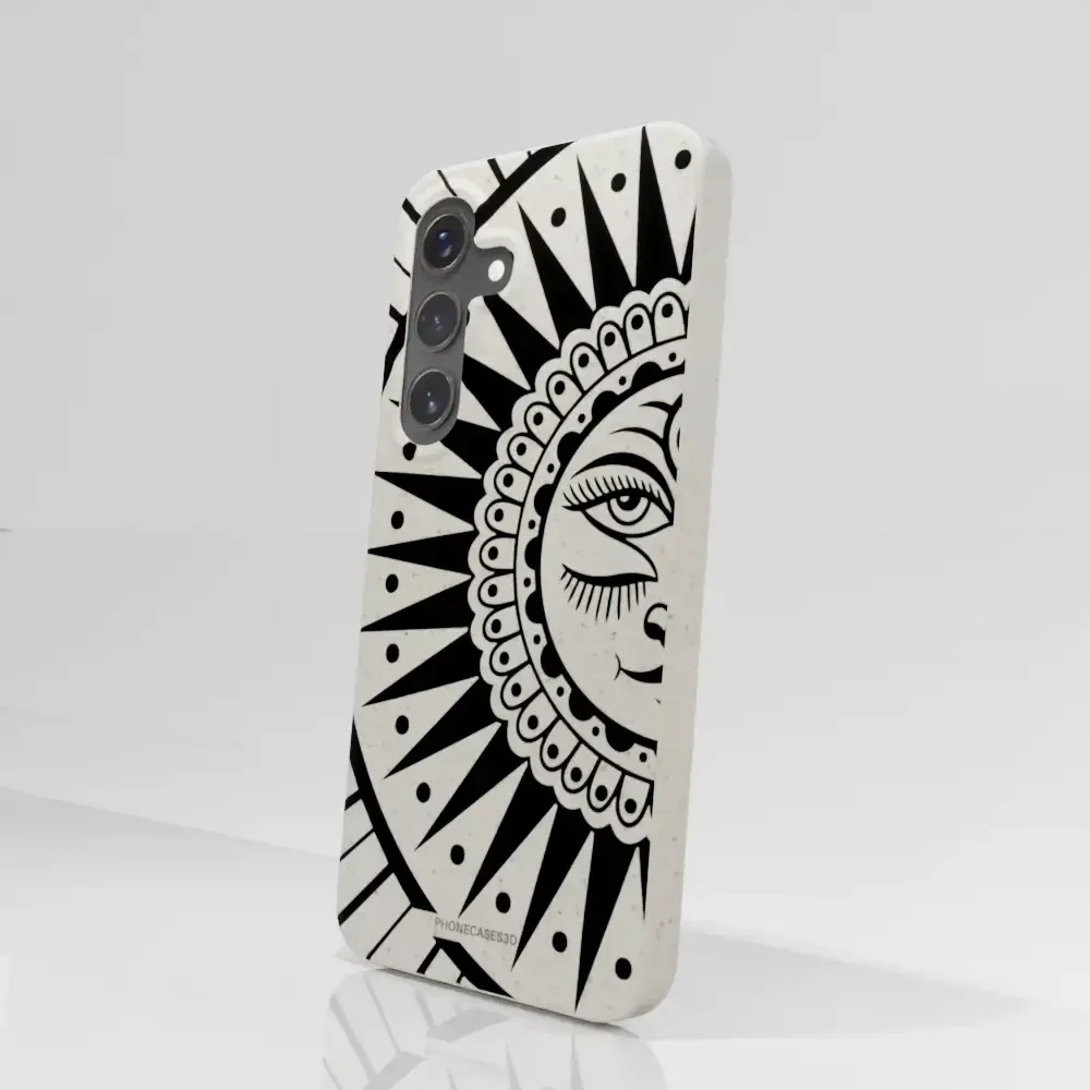 Sinsentido Official Compostable Phone Case Design Black and White Cosmic Sun - Image 82