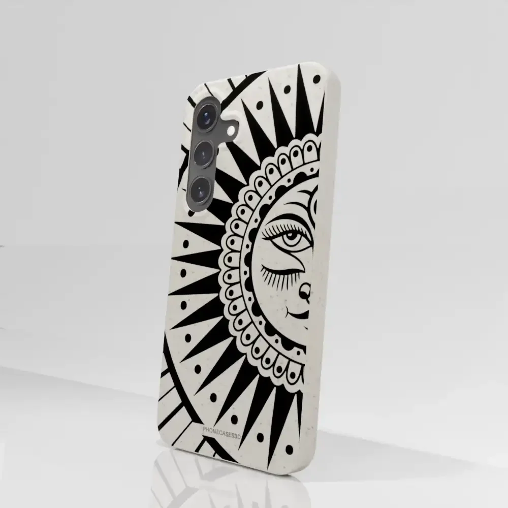 Sinsentido Official Compostable Phone Case Design Black and White Cosmic Sun - Image 85