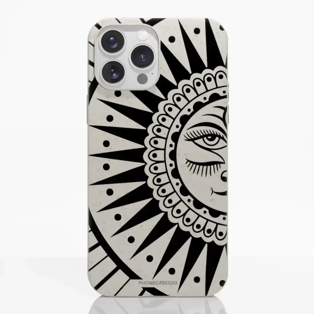 Sinsentido Official Compostable Phone Case Design Black and White Cosmic Sun - Image 9