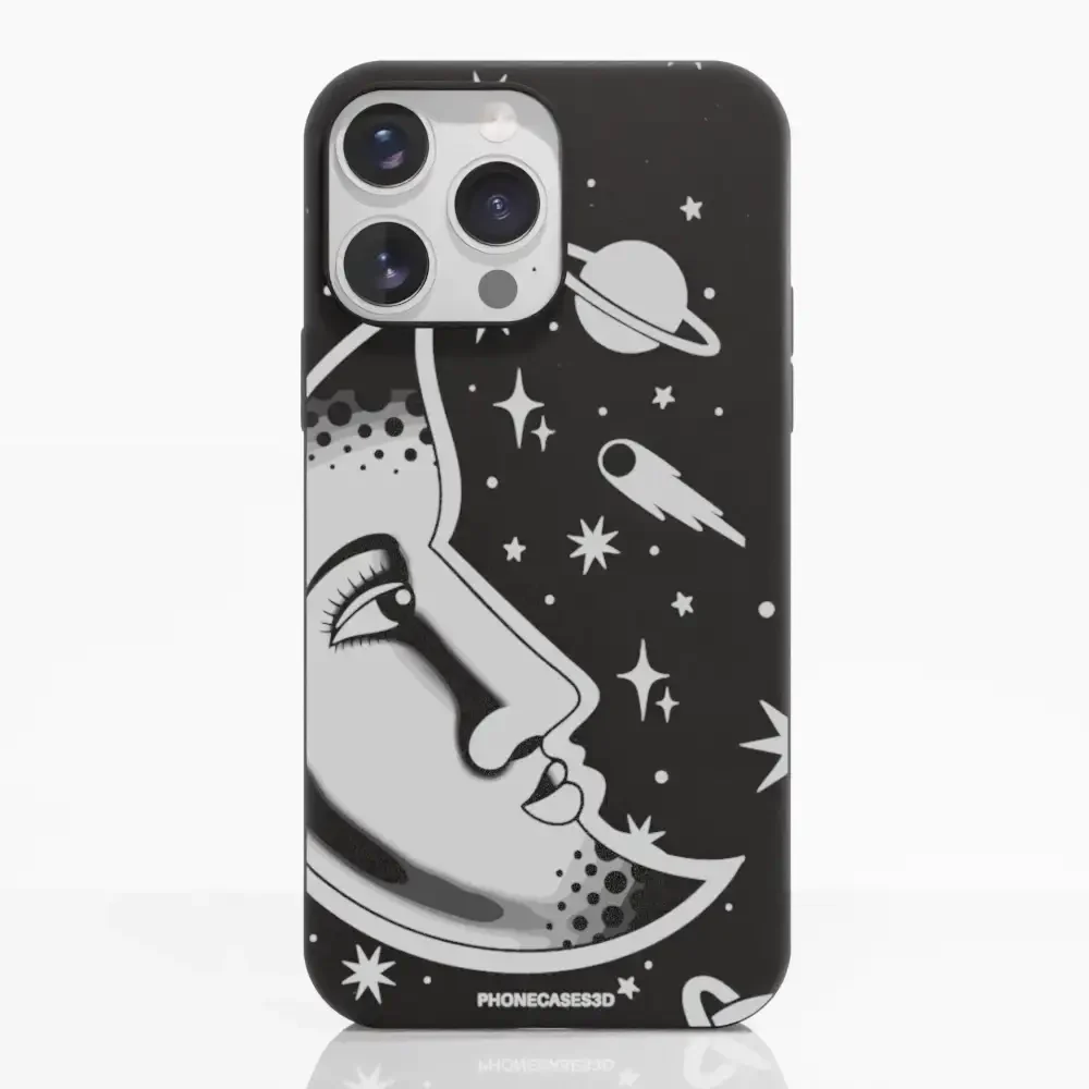 Sinsentido Official Compostable Phone Case Design Black and White Planet Moon - Image 12