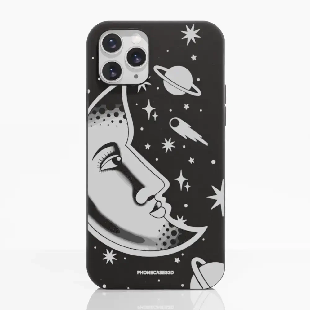 Sinsentido Official Compostable Phone Case Design Black and White Planet Moon - Image 2