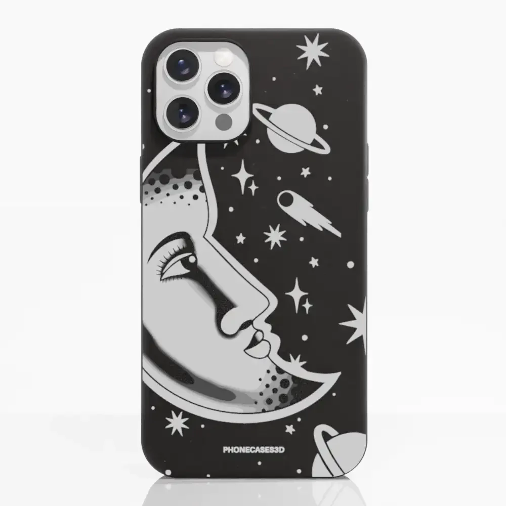 Sinsentido Official Compostable Phone Case Design Black and White Planet Moon - Image 4