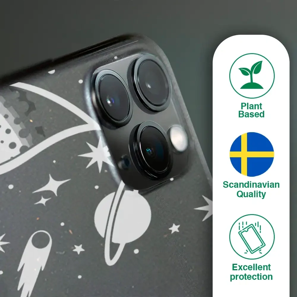 Sinsentido Official Compostable Phone Case Design Black and White Planet Moon - Image 49