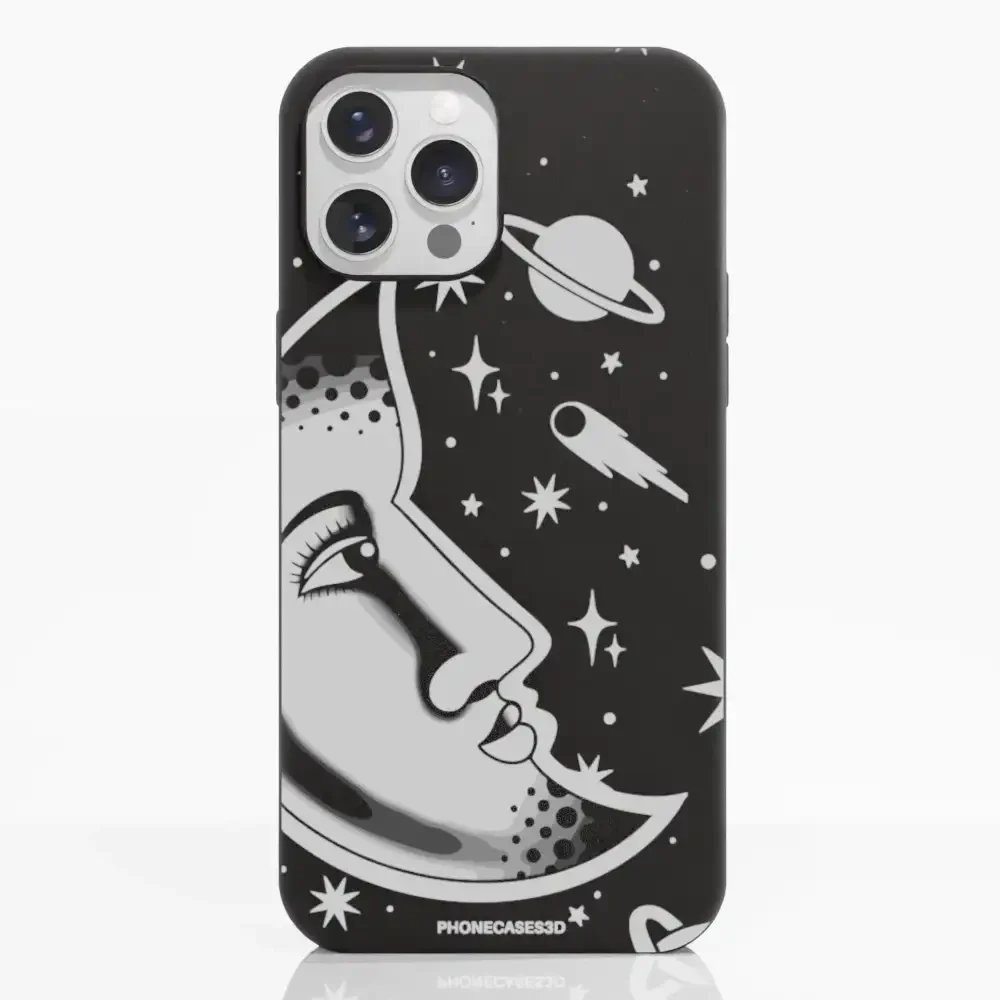 Sinsentido Official Compostable Phone Case Design Black and White Planet Moon - Image 5