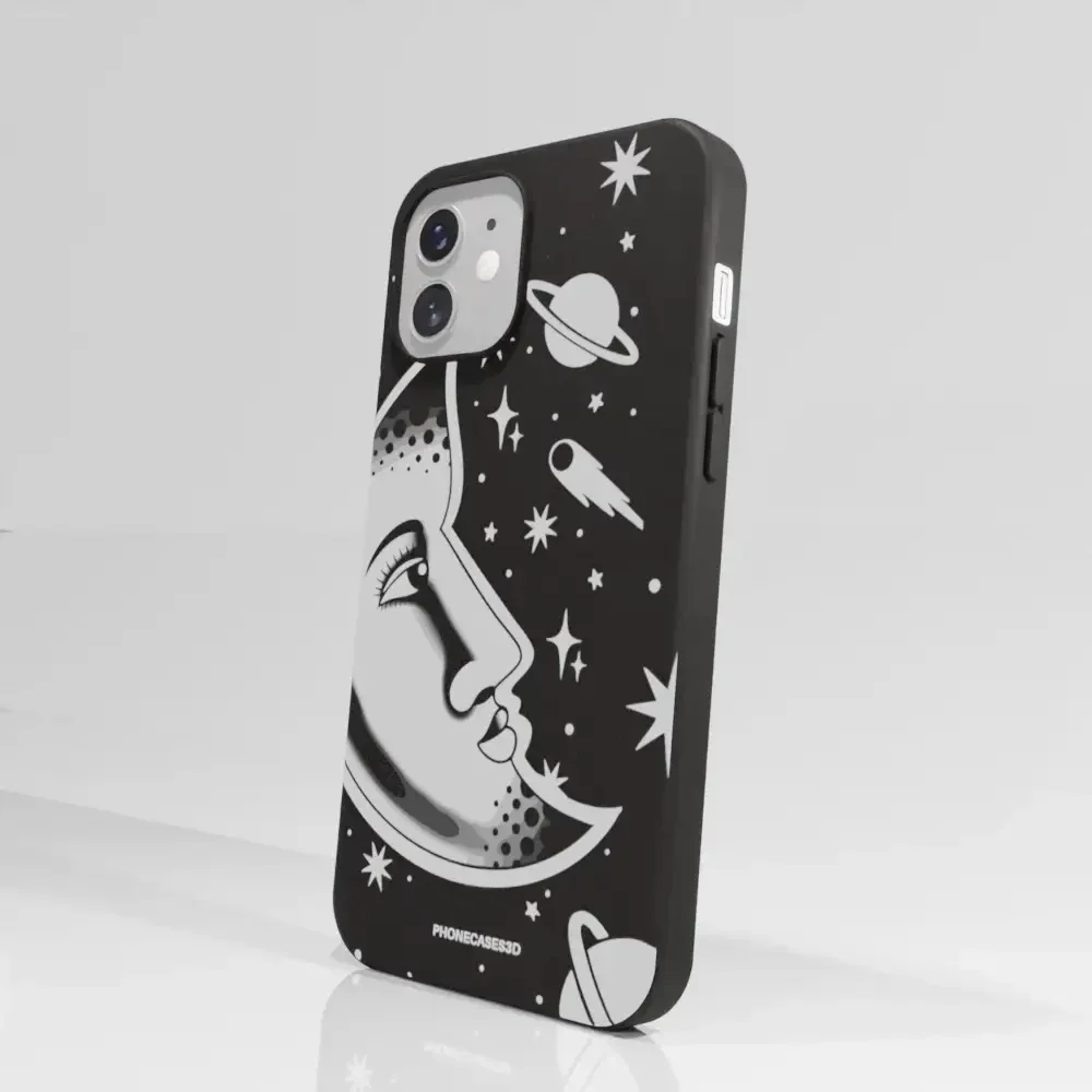 Sinsentido Official Compostable Phone Case Design Black and White Planet Moon - Image 54