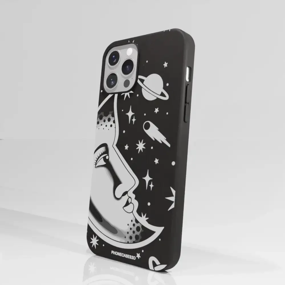 Sinsentido Official Compostable Phone Case Design Black and White Planet Moon - Image 56