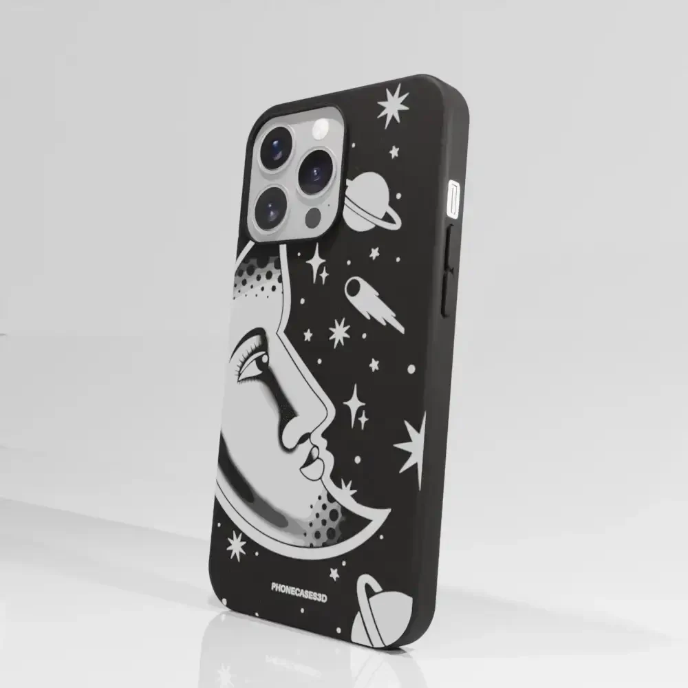 Sinsentido Official Compostable Phone Case Design Black and White Planet Moon - Image 58