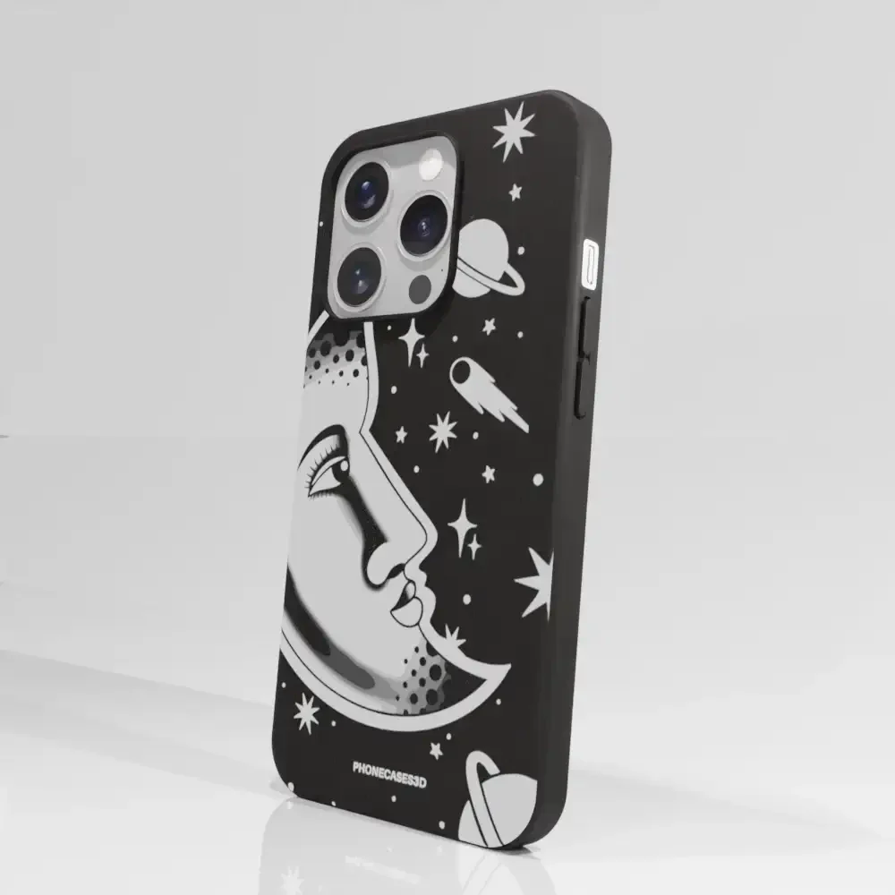 Sinsentido Official Compostable Phone Case Design Black and White Planet Moon - Image 66