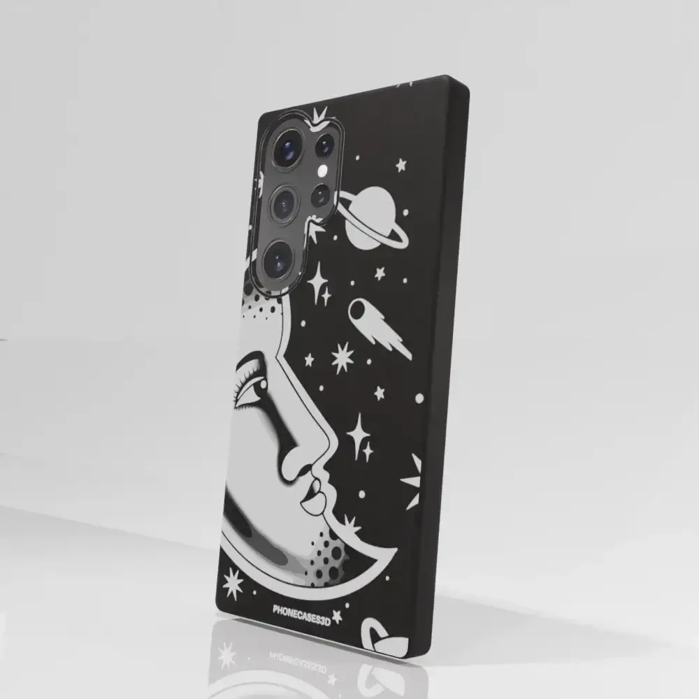 Sinsentido Official Compostable Phone Case Design Black and White Planet Moon - Image 81