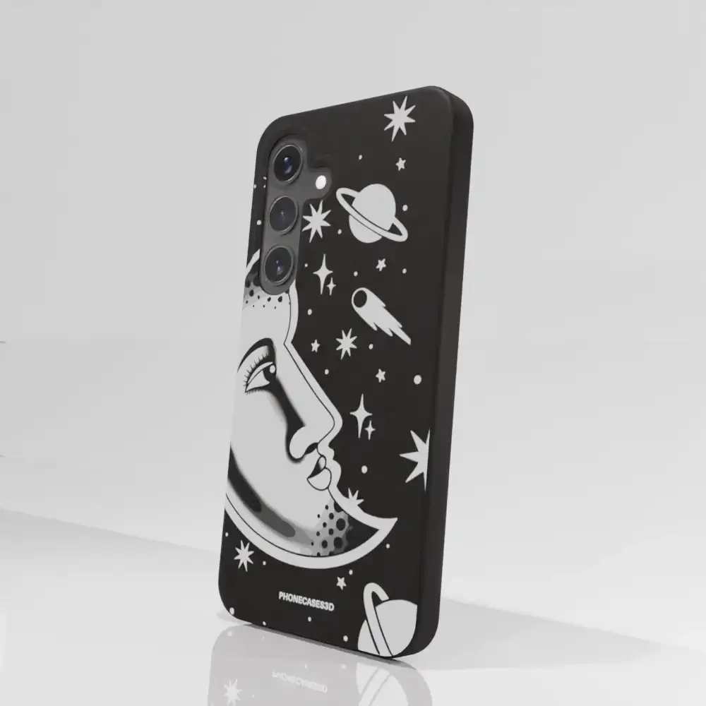 Sinsentido Official Compostable Phone Case Design Black and White Planet Moon - Image 85